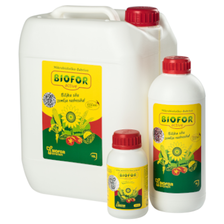 Mikrobiološko djubrivo Biofor Active u tri različita pakovanja